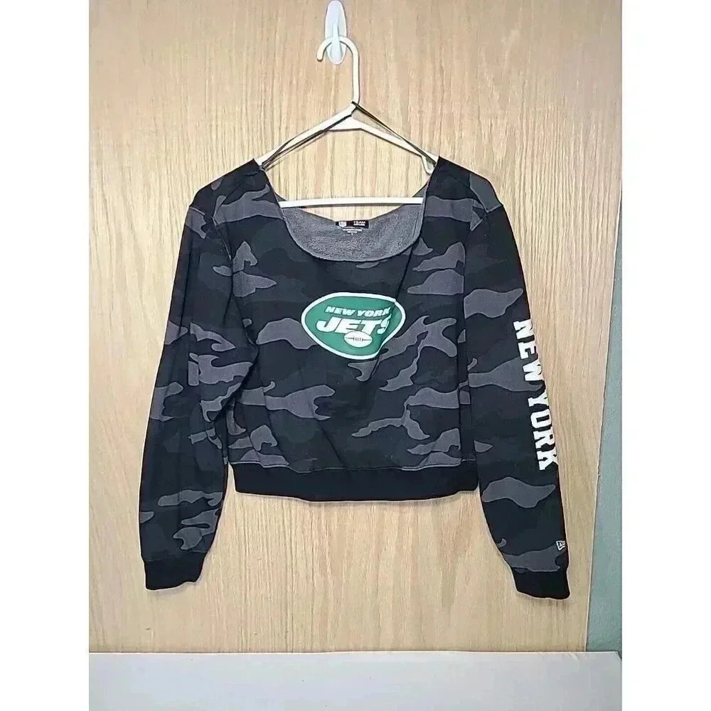 New York Jets Cropped Sweater Womens Size Medium Long Sleeves NFL Team Apparel